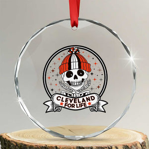 Funny Skeleton Dark Football Lover Crystal Glass Ornament Cleveland For Life TS12 Transparent Glass 3'' Circle Print Your Wear