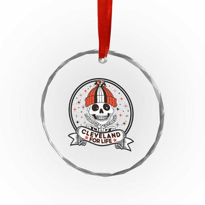 Funny Skeleton Dark Football Lover Crystal Glass Ornament Cleveland For Life TS12 Print Your Wear