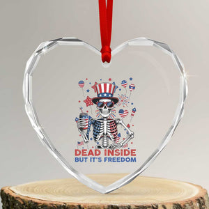 Funny Skeleton Dead Inside But Its Freedom Heart Crystal Glass Ornament Patriotic Gift TS12 Transparent Glass 3'' Heart Print Your Wear