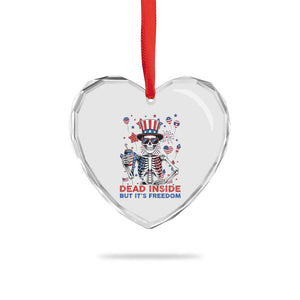 Funny Skeleton Dead Inside But Its Freedom Heart Crystal Glass Ornament Patriotic Gift TS12 Print Your Wear