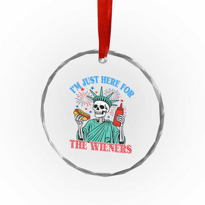 Funny Skeleton Lady Liberty Crystal Glass Ornament I'm Just Here For The Wieners 4th Of July Hot Dog TS02 Print Your Wear
