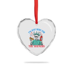 Funny Skeleton Lady Liberty Heart Crystal Glass Ornament I'm Just Here For The Wieners 4th Of July Hot Dog TS02 Print Your Wear