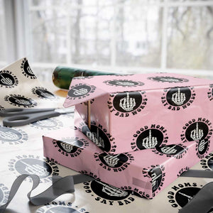 Funny Skeleton Mom Quote Wrapping Paper Roll Good Moms Say Bad Words TS12 Light Pink Print Your Wear