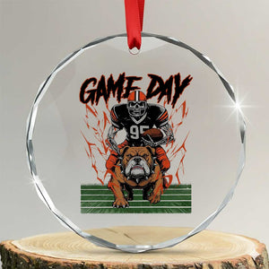Funny Skeleton Playing Football Crystal Glass Ornament Game Day Gift TS12 Transparent Glass 3'' Circle Print Your Wear