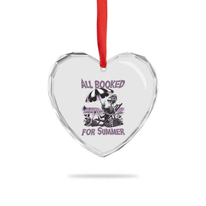 Funny Skeleton Reading At The Beach Heart Crystal Glass Ornament All Booked For Summer TS12 Print Your Wear