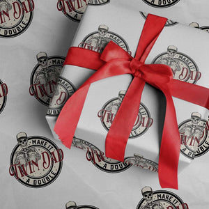 Funny Skeleton Twin Dad Make It A Double Wrapping Paper Roll Expecting Fathers Day Gift TS12 White Print Your Wear