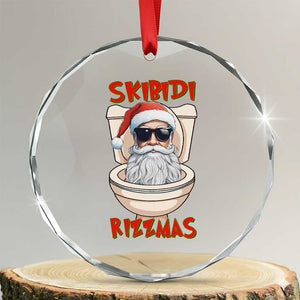 Funny Skibidi Rizzmas Santa Toilet Meme Crystal Glass Ornament TS09 Transparent Glass 3'' Circle Print Your Wear