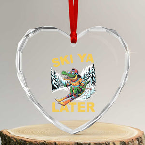 Funny Skiing Alligator Heart Crystal Glass Ornament Ski Ya Later Skier Snow Mountain Winter Sport TS11 Transparent Glass 3'' Heart Print Your Wear