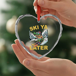 Funny Skiing Alligator Heart Crystal Glass Ornament Ski Ya Later Skier Snow Mountain Winter Sport TS11 Print Your Wear