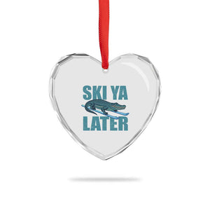 Funny Skiing Alligator Heart Crystal Glass Ornament Ski Ya Later Skier Winter Sport TS11 Print Your Wear