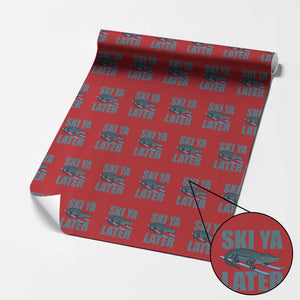 Funny Skiing Alligator Wrapping Paper Roll Ski Ya Later Skier Winter Sport TS11 Red Print Your Wear