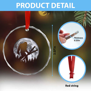 Funny Skiing Bigfoot Ski Winter Sport Moon Crystal Glass Ornament TS11 Print Your Wear