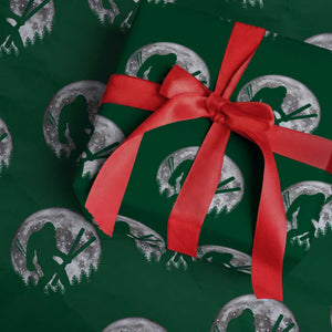 Funny Skiing Bigfoot Ski Winter Sport Moon Wrapping Paper Roll TS11 Green Print Your Wear