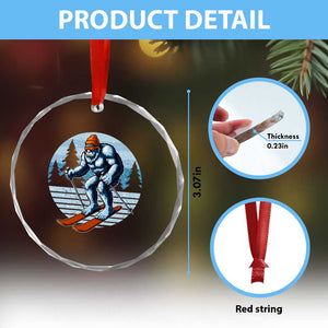 Funny Skiing Bigfoot Ski Winter Sport Yeti Snowboarder Skier Crystal Glass Ornament TS11 Print Your Wear