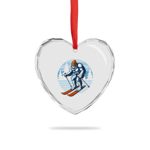 Funny Skiing Bigfoot Ski Winter Sport Yeti Snowboarder Skier Heart Crystal Glass Ornament TS11 Print Your Wear