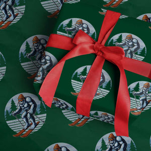 Funny Skiing Bigfoot Ski Winter Sport Yeti Snowboarder Skier Wrapping Paper Roll TS11 Green Print Your Wear