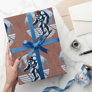 Funny Skiing Bigfoot Ski Winter Sport Yeti Snowboarder Skier Wrapping Paper Roll TS11 Mocha Print Your Wear