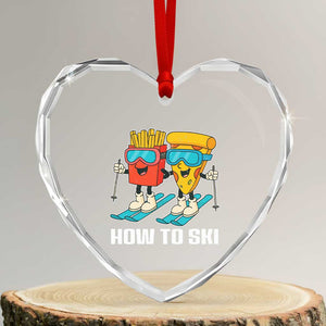 Funny Skiing Food Lover Heart Crystal Glass Ornament How To Ski Pizza French Fries Skier TS11 Transparent Glass 3'' Heart Print Your Wear