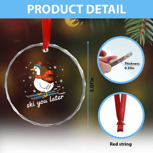 Funny Skiing Goose Crystal Glass Ornament Ski You Later Winter Vacation Sport TS11 Print Your Wear