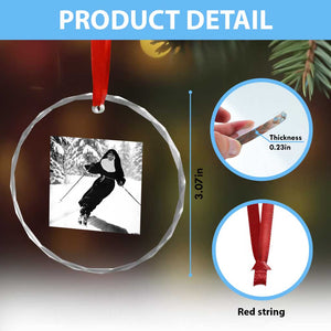 Funny Skiing Nun Graphics Photo Skier Winter Sport Crystal Glass Ornament TS11 Print Your Wear