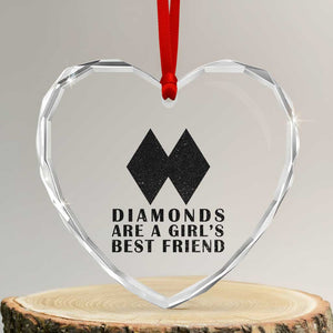 Funny Skiing Snowboarding Heart Crystal Glass Ornament Diamonds Are A Girls Best Friend TS11 Transparent Glass 3'' Heart Print Your Wear