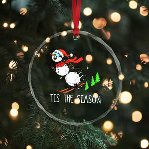 Funny Skiing Snowman Crystal Glass Ornament Funny Tis The Season Snow Ski Lover Skier TS10 Print Your Wear