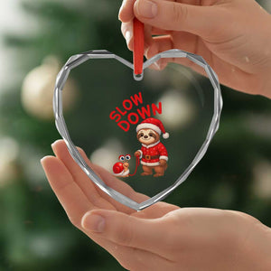 Funny Sloth Snail Christmas Heart Crystal Glass Ornament Slow Down Xmas TS14 Print Your Wear