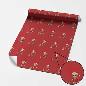 Funny Sloth Snail Christmas Wrapping Paper Roll Slow Down Xmas TS14 Red Print Your Wear