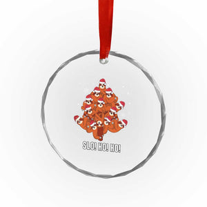 Funny Sloth Xmas Tree Crystal Glass Ornament Slo Ho Ho Ho Santa Hat TS02 Print Your Wear