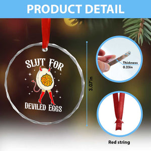 Funny Slut for Deviled Eggs Crystal Glass Ornament Funny Naughty Thanksgiving Potluck TS02 Print Your Wear