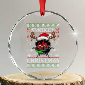 Funny Smokey Christmas Grilling Crystal Glass Ornament BBQ Meat Father's Day TS11 Transparent Glass 3'' Circle Print Your Wear