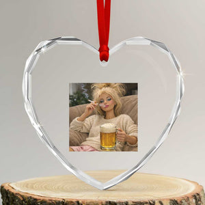 Funny Smoking And Drinking Doll Meme Heart Crystal Glass Ornament Weekend Relaxation TS12 Transparent Glass 3'' Heart Print Your Wear