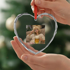 Funny Smoking And Drinking Doll Meme Heart Crystal Glass Ornament Weekend Relaxation TS12 Print Your Wear