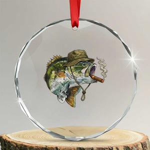 Funny Smoking Bass Fish Crystal Glass Ornament Bass Fishing Lover Graphic