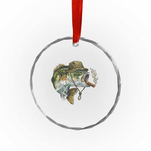 Funny Smoking Bass Fish Crystal Glass Ornament Bass Fishing Lover Graphic