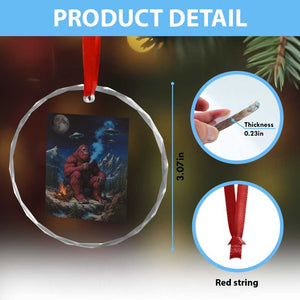 Funny Smoking Bigfoot Crystal Glass Ornament Vintage Cigarette Sasquatch UFO Cryptid Meme TS10 Print Your Wear