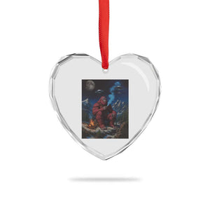 Funny Smoking Bigfoot Heart Crystal Glass Ornament Vintage Cigarette Sasquatch UFO Cryptid Meme TS10 Print Your Wear