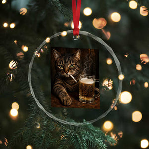 Funny Smoking Cat Crystal Glass Ornament Cigarette Kitty Beer Lover TS12 Print Your Wear
