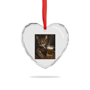 Funny Smoking Cat Heart Crystal Glass Ornament Cigarette Kitty Beer Lover TS12 Print Your Wear