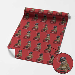 Funny Smoking Cat Meme Wrapping Paper Roll Vintage Graphic Cigarette Kitty Beer Cat Lover TS10 Red Print Your Wear