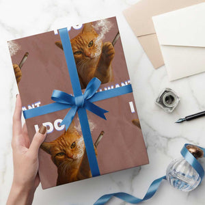 Funny Smoking Cat Wrapping Paper Roll I Do What I Want Sarcastic Cats Meme TS12 Mocha Print Your Wear