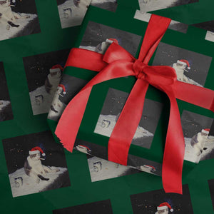 Funny Smoking Cat Xmas Meme Wrapping Paper Roll TS14 Green Print Your Wear