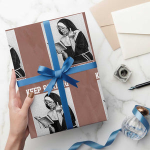 Funny Smoking Nun Wrapping Paper Roll Keep Praying No One Is Listening TS14 Mocha Print Your Wear