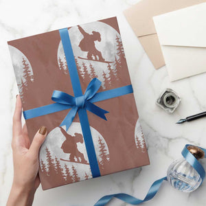 Funny Snowboard Cowboy Moon Snowboarding Winter Sports Wrapping Paper Roll TS11 Mocha Print Your Wear