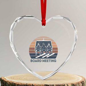 Funny Snowboarding Board Meeting Heart Crystal Glass Ornament Retro Chairlift Snowboarders Powder Junkies TS02 Transparent Glass 3'' Heart Print Your Wear