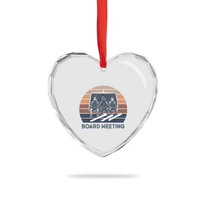 Funny Snowboarding Board Meeting Heart Crystal Glass Ornament Retro Chairlift Snowboarders Powder Junkies TS02 Print Your Wear