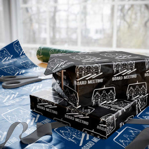Funny Snowboarding Board Meeting Wrapping Paper Roll Chairlift Snowboarders Powder Junkies TS02 Black Print Your Wear