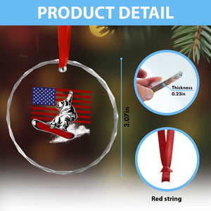 Funny Snowboarding Lover American Flag Winter Sport Crystal Glass Ornament TS11 Print Your Wear