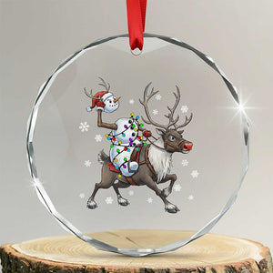 Funny Snowman Headless Horseman Crystal Glass Ornament Christmas Halloween Gift TS12 Transparent Glass 3'' Circle Print Your Wear