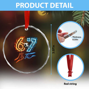 Funny Soccer Lover Crystal Glass Ornament Six Seven Meme Trending Gift TS12 Print Your Wear